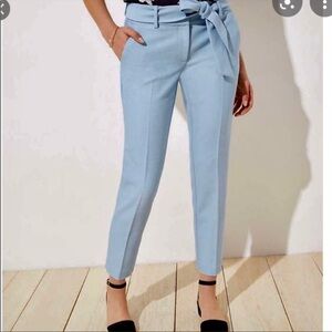 NWT Ann Taylor LOFT Pant Trouser Khaki Tie Belt Waist Blue Purple Petite Spring